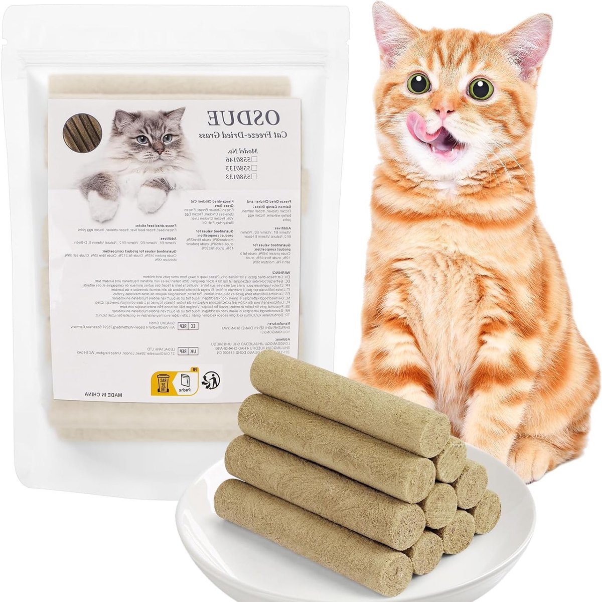 Natuurlijke Katten Snack met Kippen- en Zalm Smaak, 100g, voor Tandreiniging en Verhoogde Appetijt, Graanvrij en Haarbalpreventie