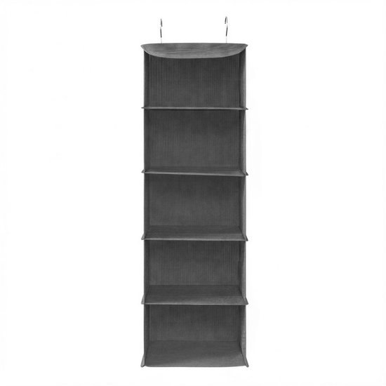 SONGMICS RYCH06G - Organisateur de placard suspendu - 5 compartiments pliables en tissu - crochets métalliques - intérieur renforcé bambou