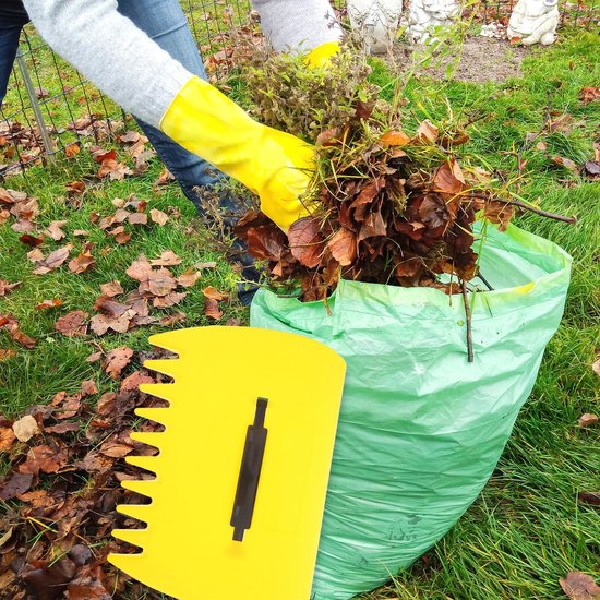 1-paar Bladschep - Handhark van kunststof - Bladhark voor in de tuin - Bladschep - Grasmaaier - Bladgrijper - Met krachtige grijpers - Verzamelt gevallen bladeren - 34*25*2 cm - Geschikt voor het schoonmaken van tuingazon - Geel van Merkloos	 — afbeelding 5