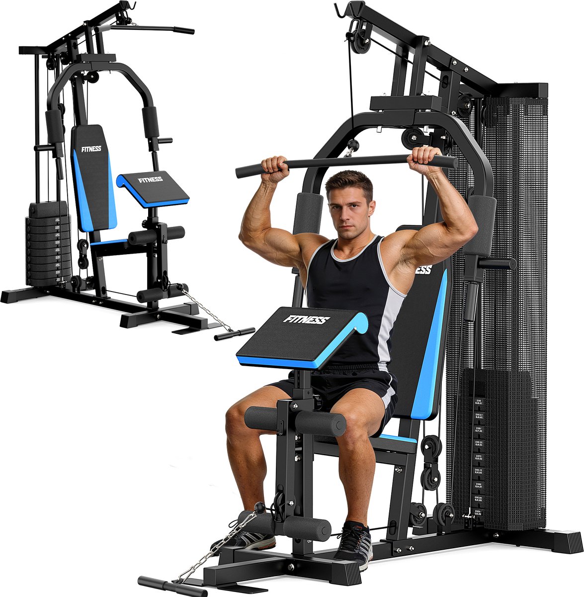 MettleMatic Multifunctionele Krachtstation Home Gym Multi-Gym 40+ Oefeningen 150kg Max Draagvermogen Full-Body Krachttraining