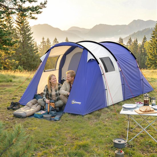 Outsunny tunneltent - Glasvezel, polyester - 420 x 300 x 200 cm - Donkerblauw van Outsunny — afbeelding 4