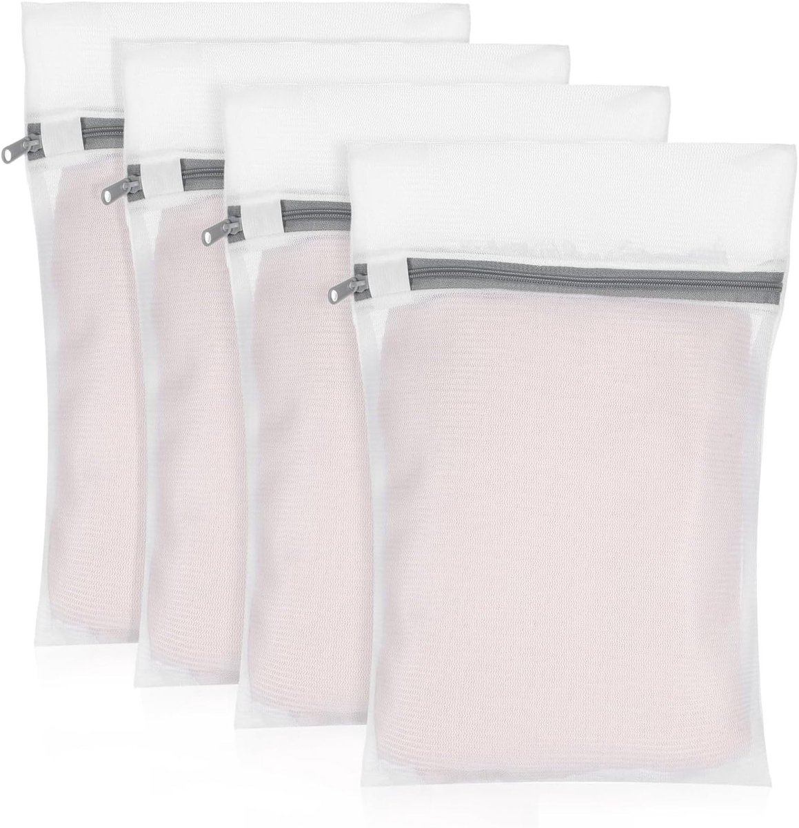 Set van 4 netwaszakken voor wasmachine, 30 x 20 cm, ideaal voor ondergoed, lingerie en sokken, wasnetten met ritssluiting