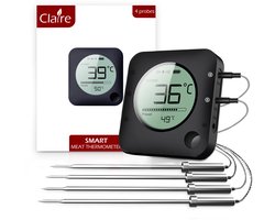 Claire BBQ thermometer - Vleesthermometer - Oventhermometer - Draadloos met app - Incl. Batterijen en 4 meetsondes