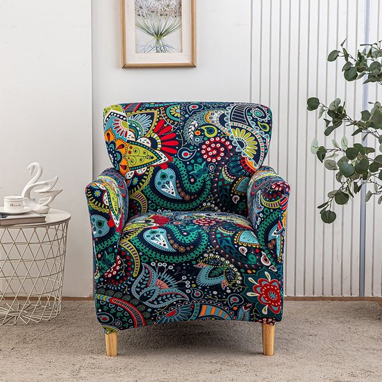 Stoelhoes – Elastische stoelhoes – Geschikt voor fauteuils/relaxstoelen – Afneembare stoelhoes – Elastische bankhoes met armleuningen – Hoes voor banket-/leesfauteuils – Geschikt voor bureaustoelen, eetkamerstoelen, kaptafelstoelen en keukenstoelen