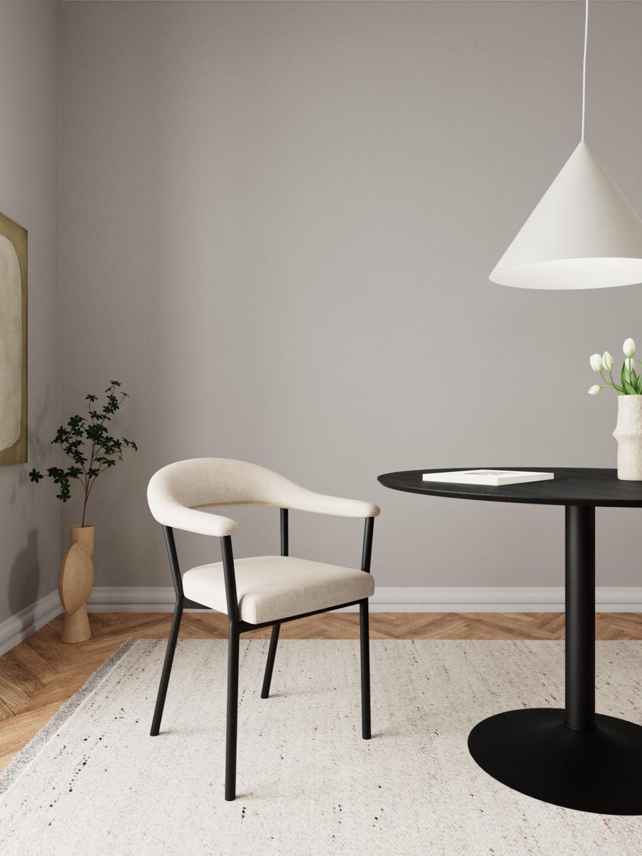Giga Living Eettafel Luno Keramiek Eiken Zwart Ø119cm - Giga Living Naturel