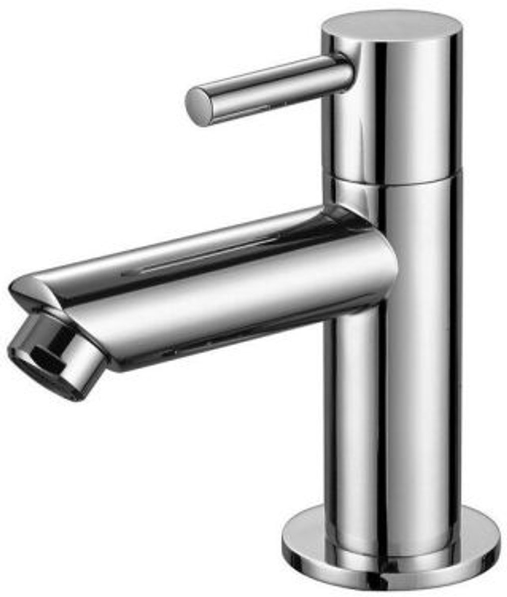 H&F Koudwaterkraan Chroom – Fonteinkraan – 1/2" Aansluiting – Compact Design – Waterbesparend – Duurzaam & Tijdloos
