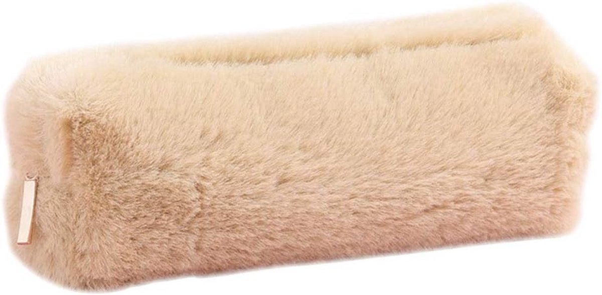 Schattige Pluche Pennenzak in 5 Kleuren - Zachte en Fluffy Make-up Tas met Rits voor School en Cosmetica, Perfect voor Meisjes