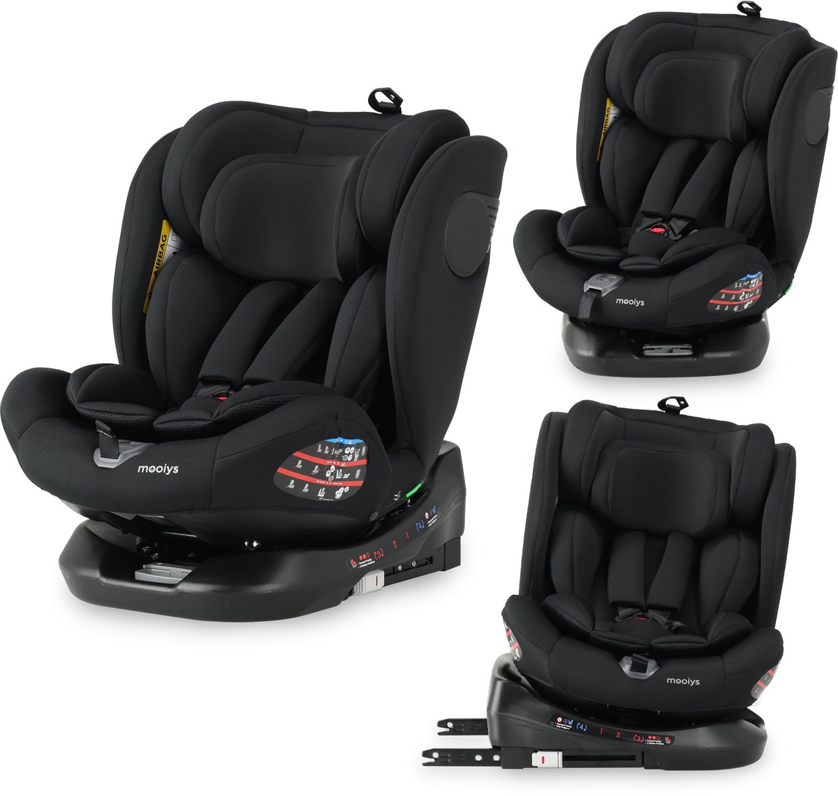 Mooiys Kaya Luxe Autostoel I-Size - 360° Draaibaar met Isofix - Zwart