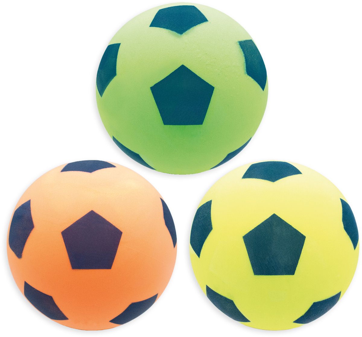 Kyto 3x Softbal 20cm Schuimbal Neon Set geel-oranje-groen | Voetbal voor buiten en binnen | Strandbal geschikt voor kinderen vanaf 36 maanden
