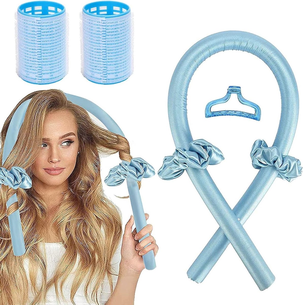 Krulspelden voor Lang Haar, Wave Styling, Warmteloze Krultang - Haarrollers met Hoofdband