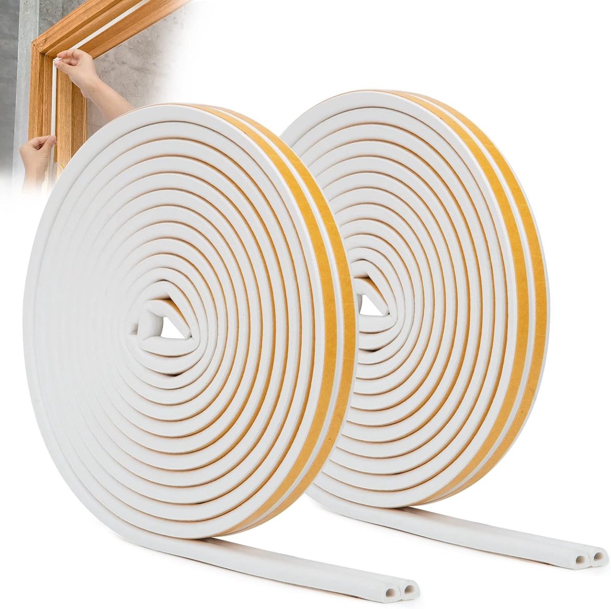 Draught Excluder voor Deuren en Ramen - Zelfklevende Isolatie Tape, Geluiddichte Sealing Strip, Weerbestendige Dichting (16m, Wit)