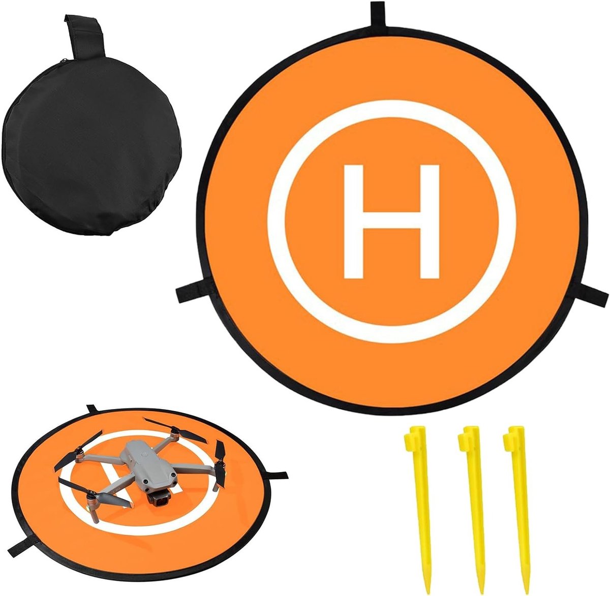 Draagbare en Vouwbare Drone Landing Mat, Waterdichte Helikopter Landingspad met Opbergtas en Grondspikes, Diameter 55cm, Ideaal voor Buitengebruik en Drone Vliegsessies