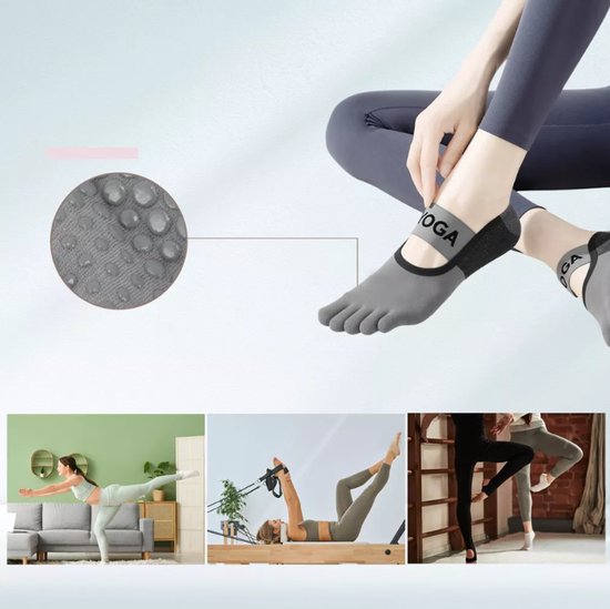 5 Paar Teensokken voor dames - Yoga Sokken met Tenen - Antislip Gripsokken voor Pilates & Barre - Verbeterde Grip op de Voet voor Betere Prestaties - Ademend - Multi-kleur van Merkloos — afbeelding 4