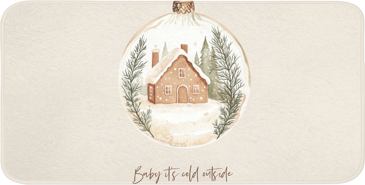 Badmat 120x60 cm - Antislip - Quote - Winter - Kerst - Beige - Kerstbal - Badmatten voor badkamer - Badkamermat - Douchemat - Badkamer mat