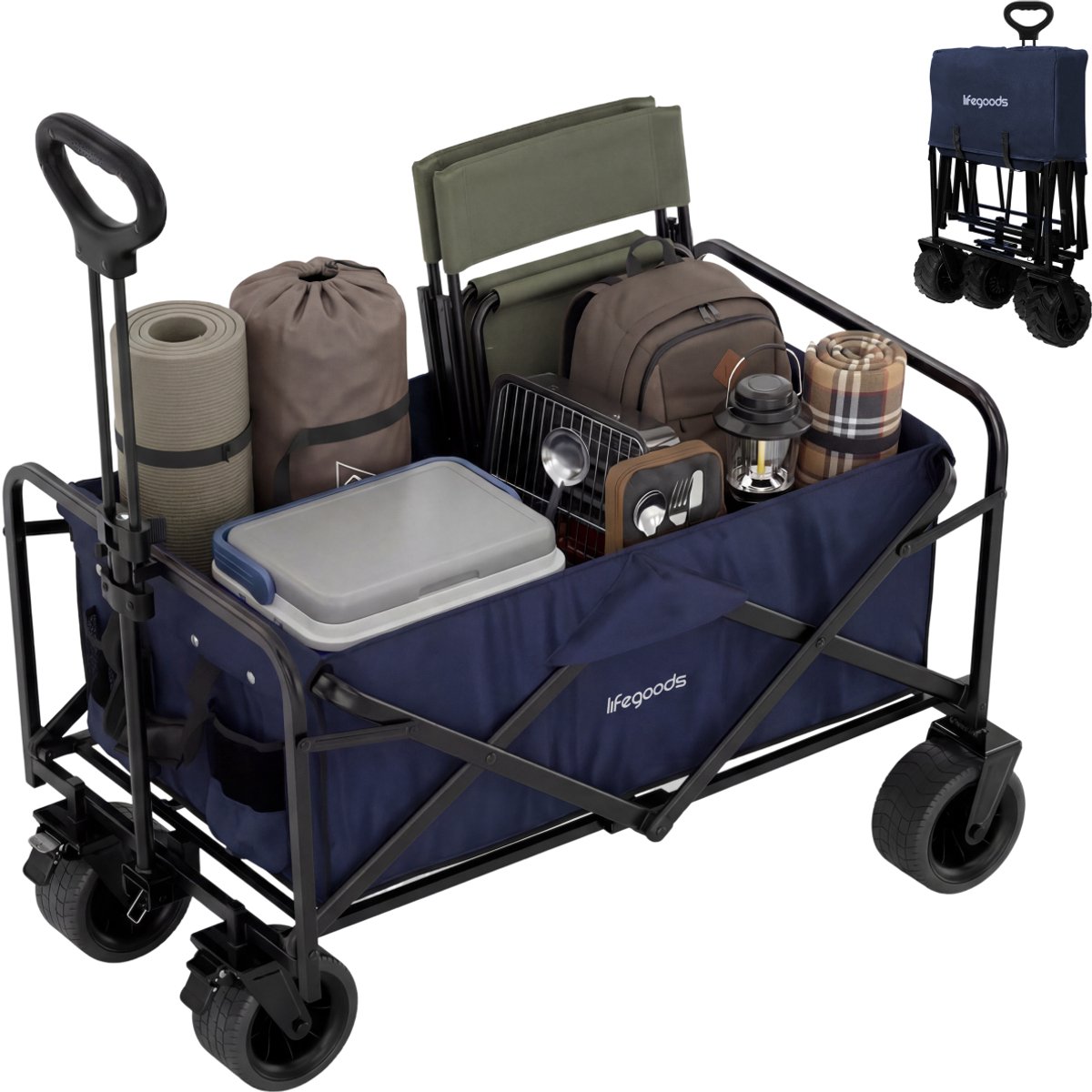 LifeGoods Bolderkar 94L – Blauw