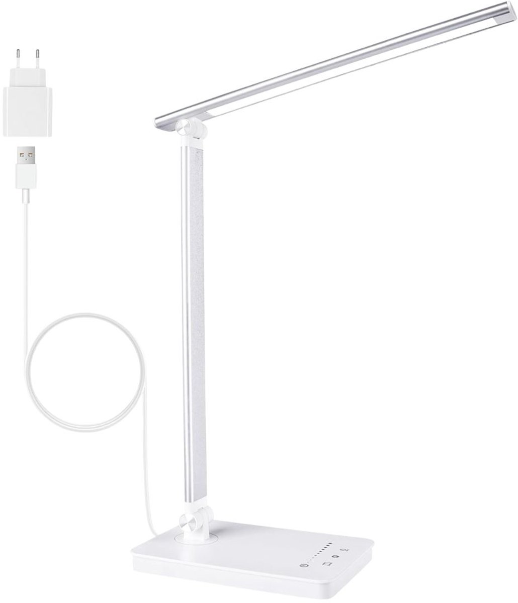 DnA® Bureaulamp LED - Burolamp - Bureaulamp Met Klem - Bureaulamp Kind - Bureaulamp LED Dimbaar - Wit - 34cm x 13cm x 18cm