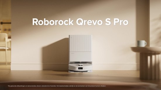 Roborock Qrevo S Pro-Robotstofzuiger–Alles-in-één multifunctioneel dockingstation–18500 Pa zuigkracht–Antiklitsysteem-Reactive Tech Obstakelvermijding-Intensieve tapijtreiniging 10 mm Dweilverhoging–Twee roterende dweilpads–Roborock app controle