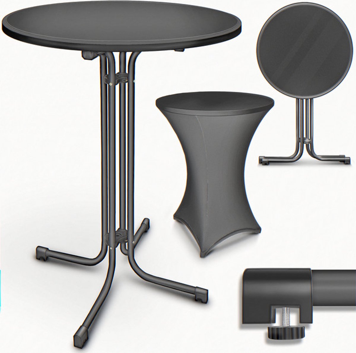 Sierra® Gastro statafel, inklapbaar, Ø 70 cm, met hoes, bistrotafel, kant-en-klaar gemonte