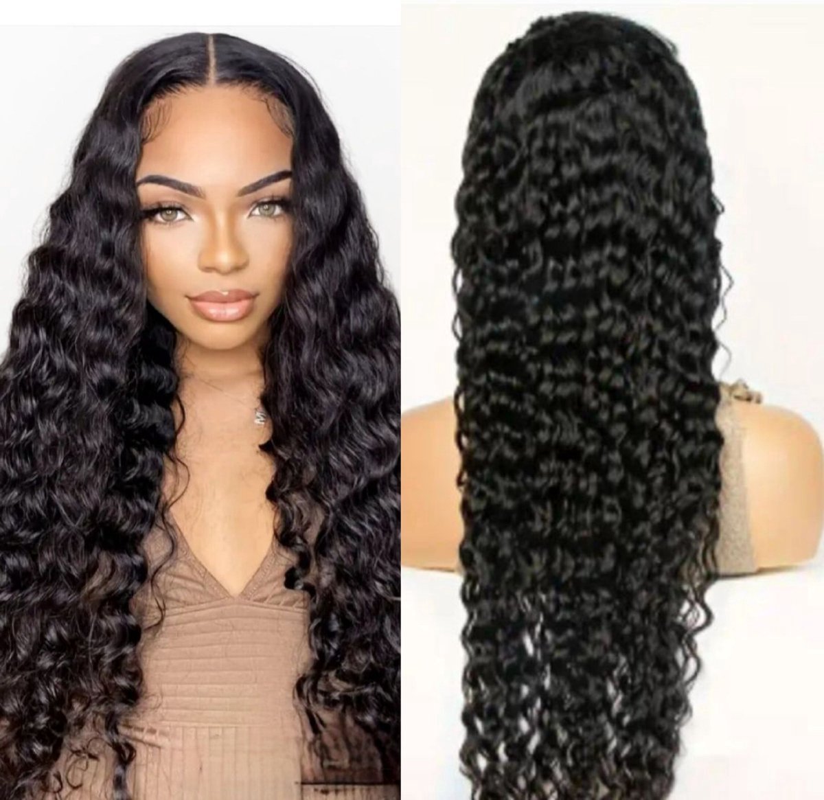 Luxe Donkerbruine Braziliaanse Remy Pruik Water Deep Wave 24 Inch Echt Mensenhaar 4x4 Transparante Lace Closure Pre-Plucked Natuurlijke Haarlijn Human Hair Wig