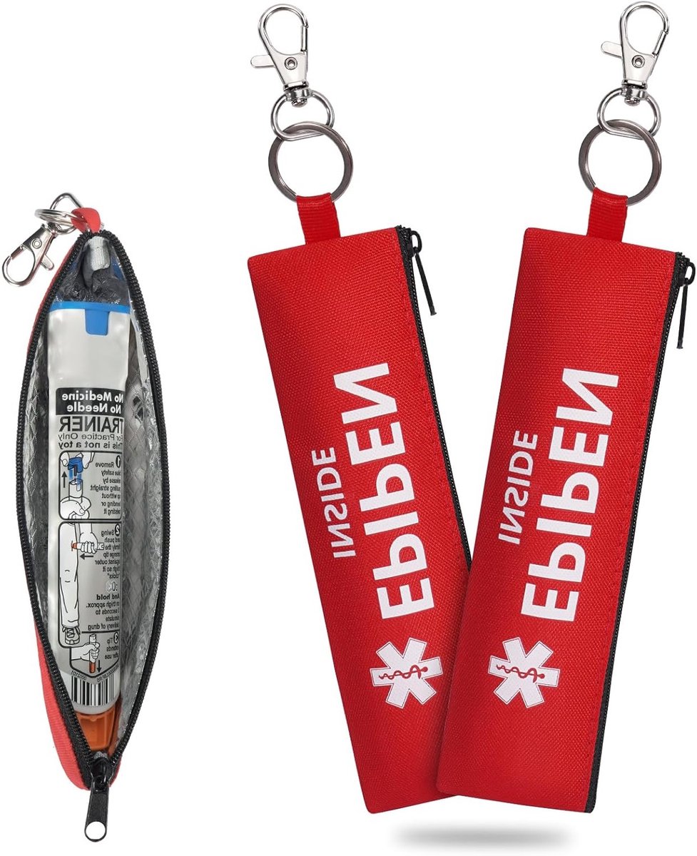 2 Stuks Geïsoleerde Slimme Epipen Draagtas, Draagbare Dubbelzijdige Medische Tas voor Allergie en Noodhulp