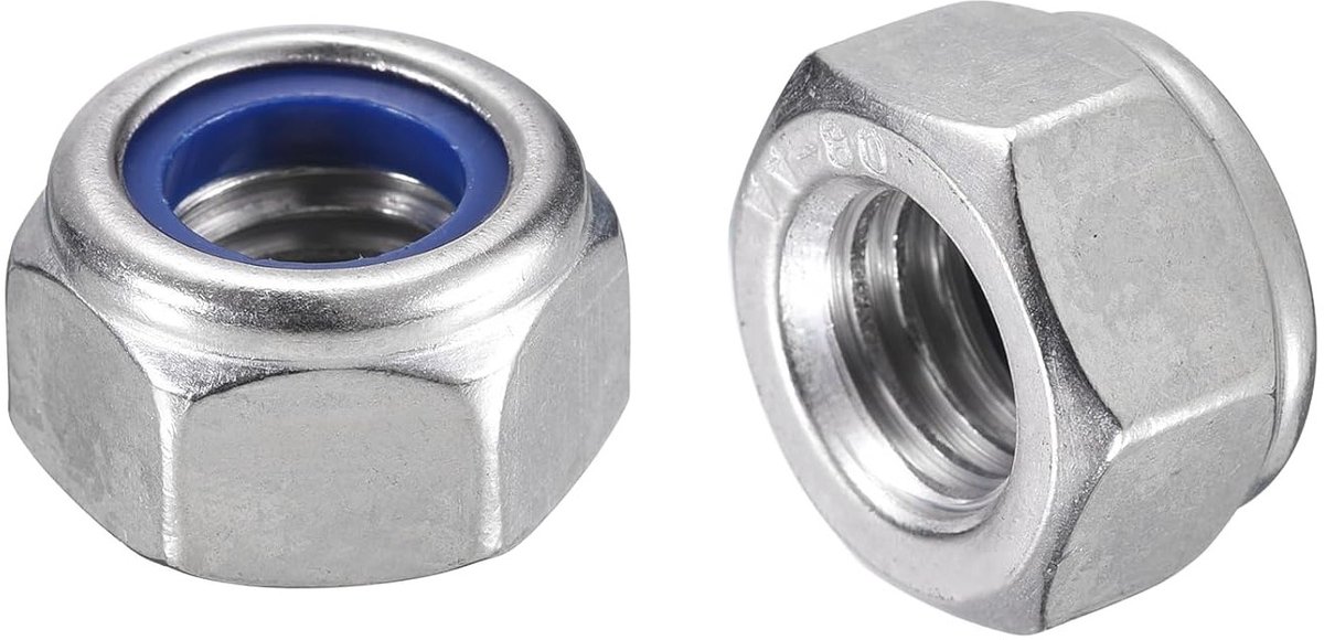 Set van 5 Zelfklevende M14 x 2 Hexmoeren met Nylon Inzet, RVS Zelfvergrendelende Moeren voor Industrie en Bouw, Duurzaam en Betrouwbaar