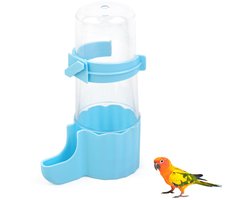 Waterfles voor kleine dieren 245 ml – Transparante automatische waterdispenser – Blauw – Voor hamsters, kuikens, papegaaien, kwartels & vogels – Geschikt voor draad- en acrylkooien