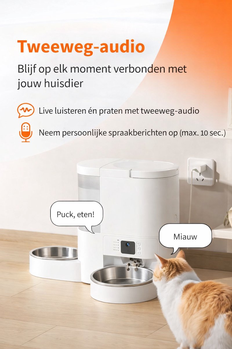 DierButler - 2-in-1 Automatische Voerbak Kat & Kleine Hond - Met HD-Camera - App & Wifi - Two-Way Audio - Voerschema Instellen - Slim design thumbnail 4