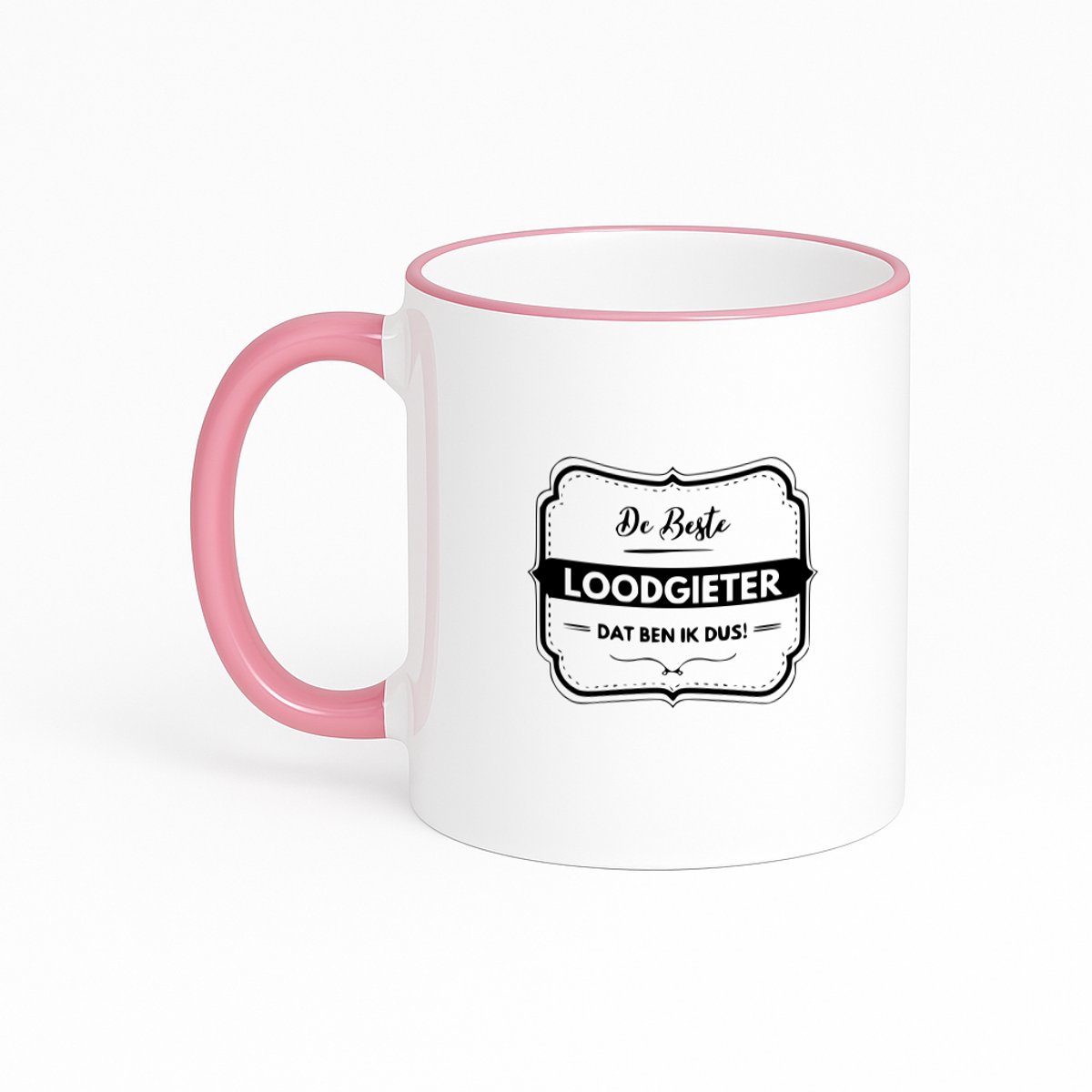 Hacebo® - De beste loodgieter dat ben ik dus koffiebeker met gekleurde rand roze - Loodgieter - Vrienden familie - thee mok - koffie beker - Collega - Cadeau - koffiemok - 330 ML