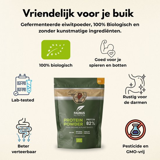 Biologische Plantaardig Proteïne Gefermenteerd - Naturel - 210 gram sample verpakking - Pesticide vrij - Vegan Protein - eiwitshakes — afbeelding 3