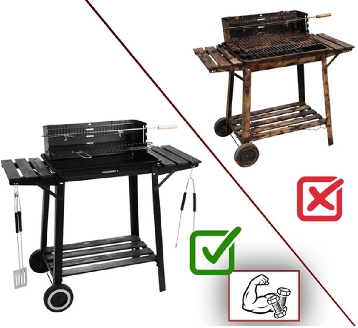 MAXY Houtskool BBQ Grill met Draaispit - Warmhoudrooster thumbnail 5