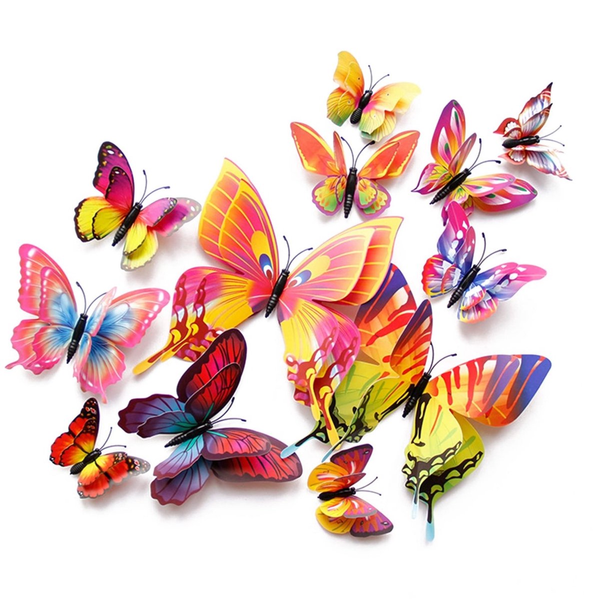 longziming -3D Vlinder Muurdecoratie - 3D Schmetterlingsvormige Wanddecoratie - Magnetische Wandsticker - Realistisch 3D Effect - Verwijderbare Bevestiging - Duurzaam En Waterbestendig - Veelzijdig Voor Feesten En Kamer - 24 Stuks