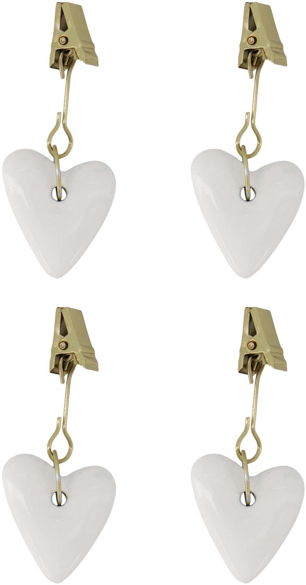 Zusss Set Van 4 Tafelkleed Hangers Hartje Wit