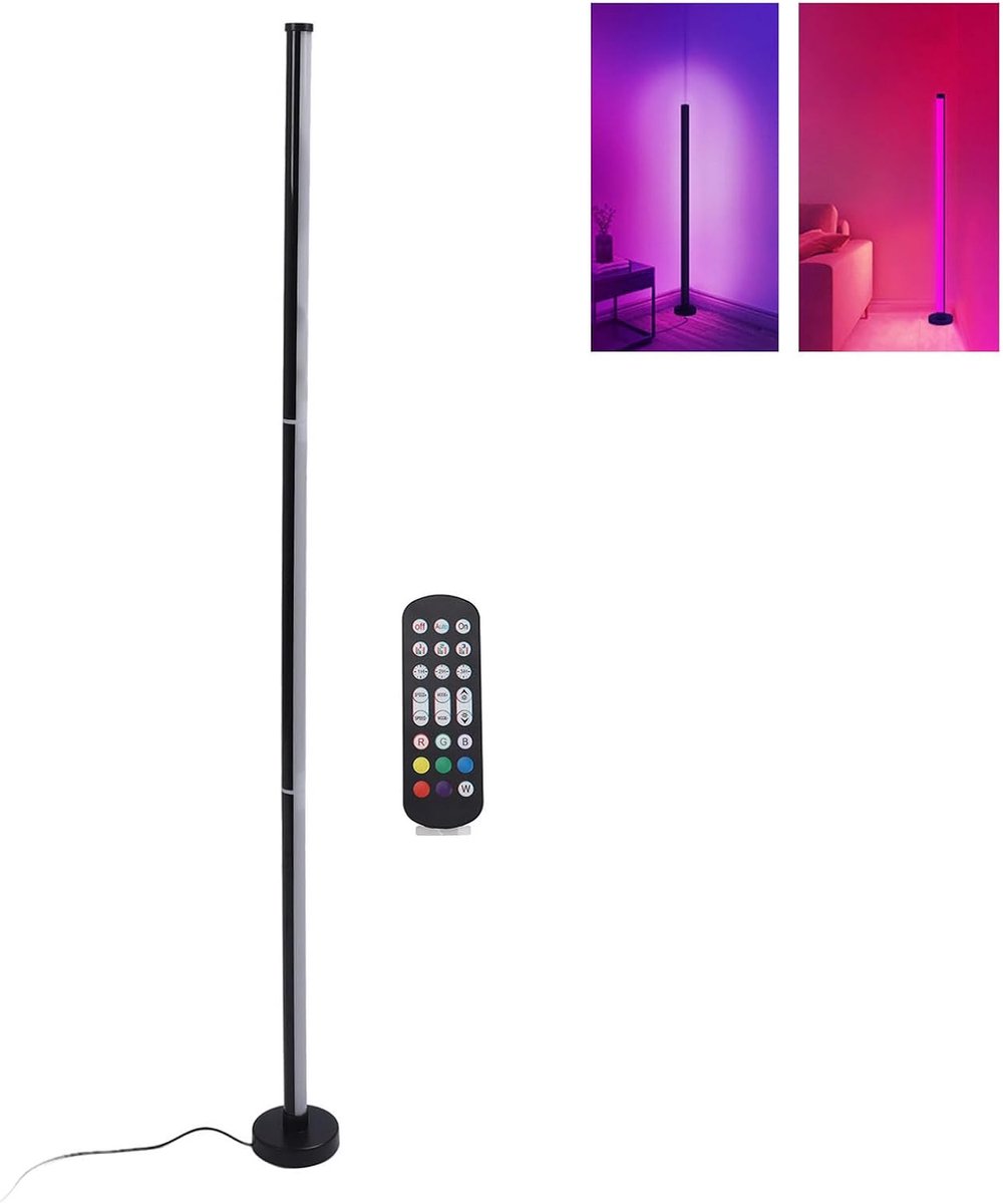RGB LED Hoeklamp - Hoeklamp LED Staand - Staande Lampen - RGB Vloerlamp Met Muzieksensor en Afstandsbediening - 120 cm