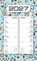 MGPcards - Omlegweekkalender 2027 - Week begint op maandag - 21 x 34 cm - Blauw - Bloemen