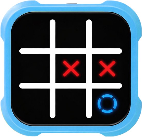 FoxieGo Boter Kaas en Eieren Spel 3-in-1 – Tic Tac Toe – Whack A Mole – Memory – Elektronisch Spel met Licht & Geluid – Inclusief Opbergtasje – Reisspel voor Kinderen – Educatief Speelgoed – 6+ - Blauw