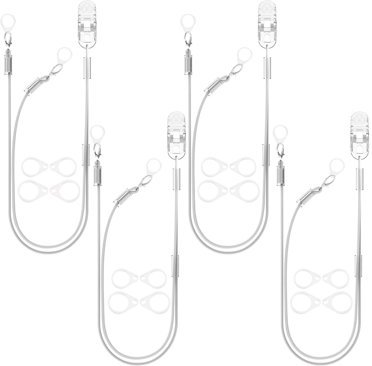 4-delige set hoortoestelclips, verstelbare anti-verlies hoortoestelclip Geschikt voor 12 paar siliconen ringen, gehoorbeschermingsaccessoires Geschikt voor volwassenen en kinderen, Geschikt voor beide oren, grijs.