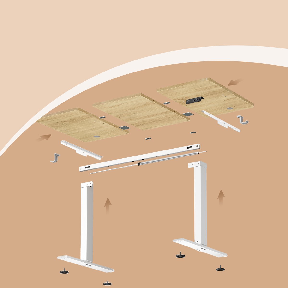 VASAGLE - Zit Sta Bureau - Elektrisch - Staand en Zittend Werk - Met Geheugenfunctie - Voor Kantoor thumbnail 6