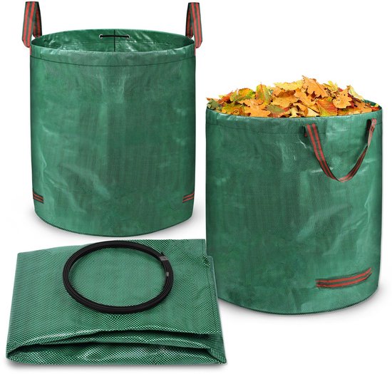 Set van 272 Liter Tuinafvalzakken, Bladzak van 150 g/m² Polypropyleen, Draagbare Tuinzakken met Handvatten, Waterdichte Groene Zakken voor Tuinafval, Planten, Strooisel, Hooi (Pakket van 3) NAIZY van Merkloos	 — afbeelding 3