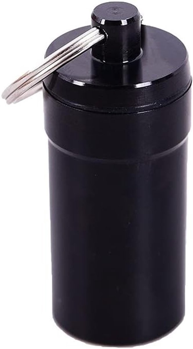 Draagbare waterdichte pillendoos met sleutelhanger, mini-tablettenbox voor reizen, camping en outdoor activiteiten, oranje kleur
