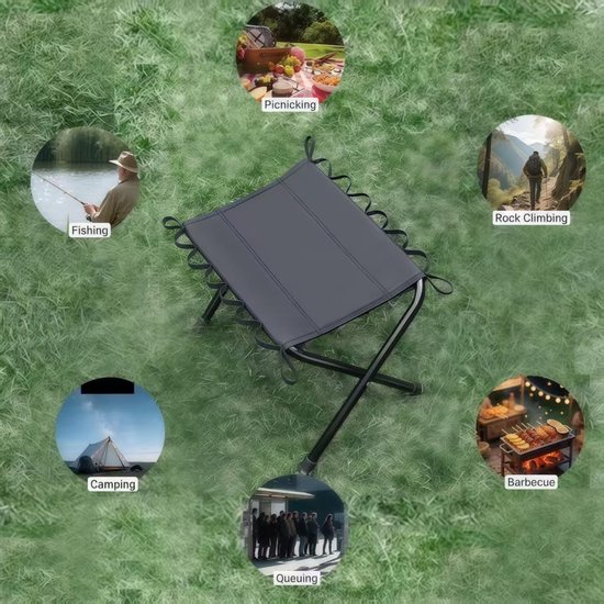 Lichte opvouwbare kruk 30 x 24 x 30 cm met draagvermogen 130 kg – Kleine draagbare opvouwbare kruk voor kamperen, wandelen, vissen, picknick en reizen — afbeelding 5