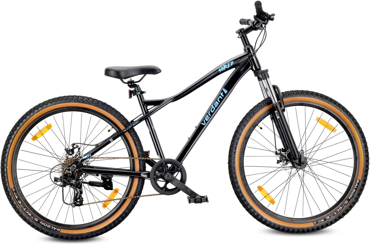 VERDANT SHRED Mountainbike 27.5", MTB-fiets voor dames en heren, fiets 27.5 inch - aluminium frame, schijfremmen, 7 versnellingen - Zwart