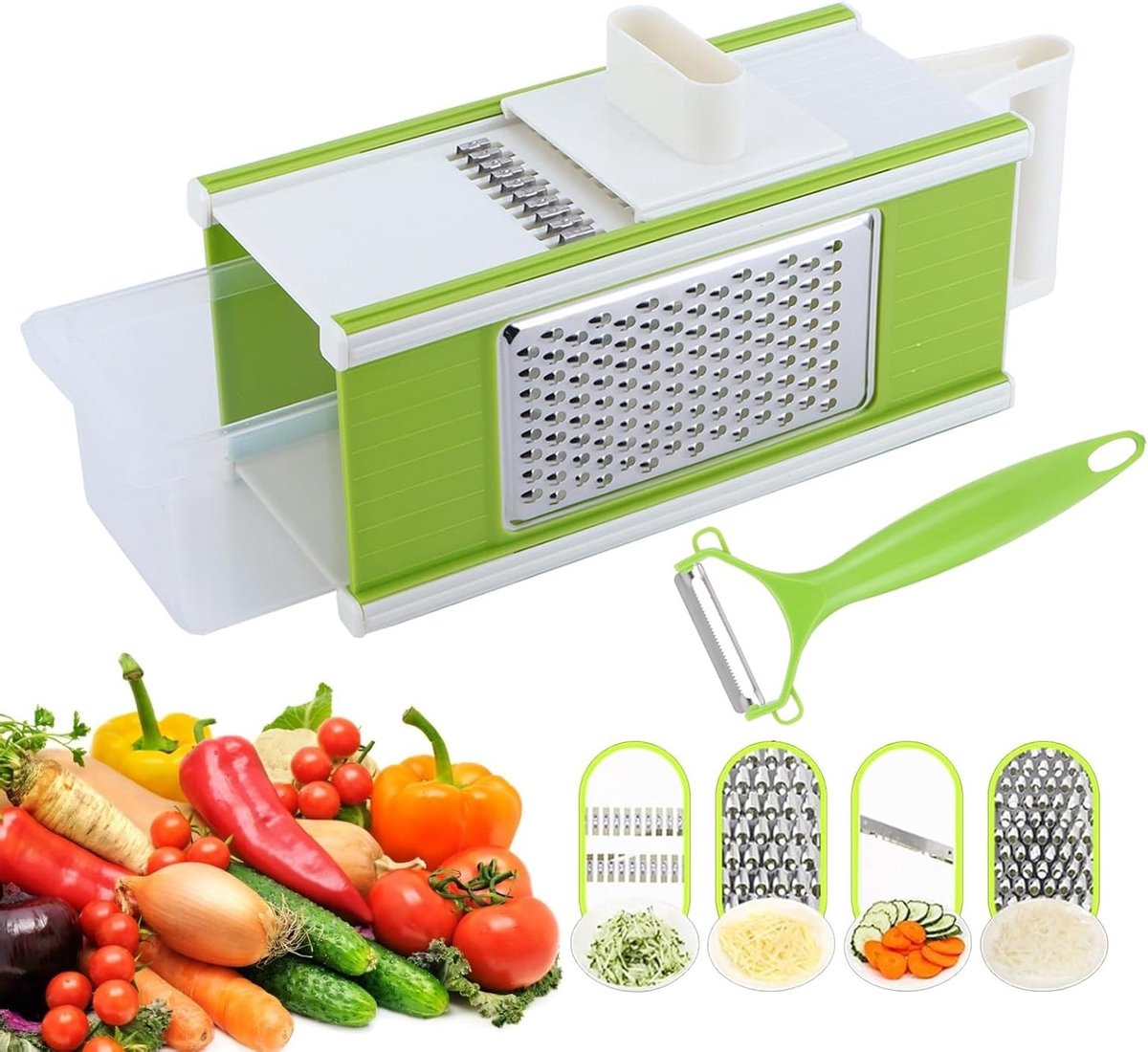 Handmatige 5-in-1 Groentensnijder voor Keuken, Multifunctionele Snijmachine voor Groenten, Efficiënte Keukenhulpmiddelen voor Snijden en Hakken