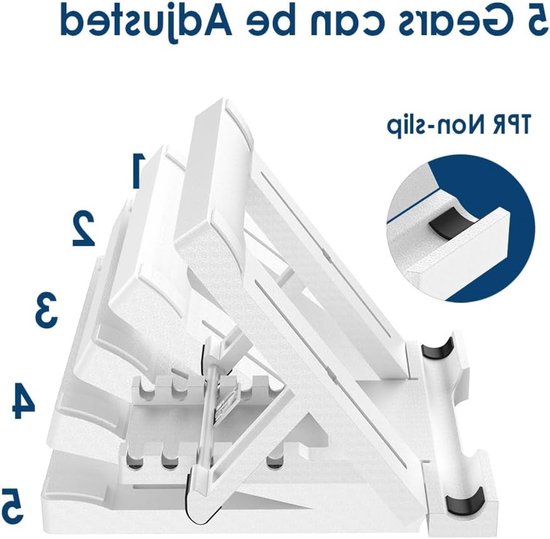 Verstelbare Tabletstandaard en Telefoonhouder voor 7-10 Inch Tablets en Smartphones, Geschikt voor iPad, Samsung Galaxy en Kindle Fire, Wit van Merkloos — afbeelding 3