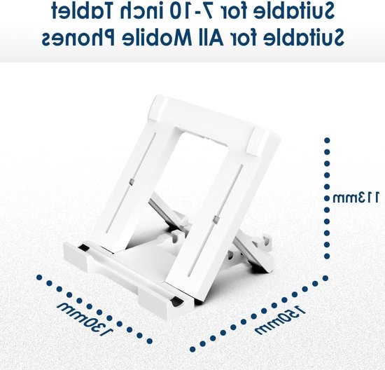 Verstelbare Tabletstandaard en Telefoonhouder voor 7-10 Inch Tablets en Smartphones, Geschikt voor iPad, Samsung Galaxy en Kindle Fire, Wit van Merkloos — afbeelding 2