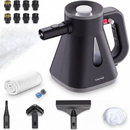 Techweise TS Compact Handstoomreiniger - 15 Accessoires - 1200W 2,6 Bar - Vloer, badkamer en meer - Wet & Dry functie - Handstomer