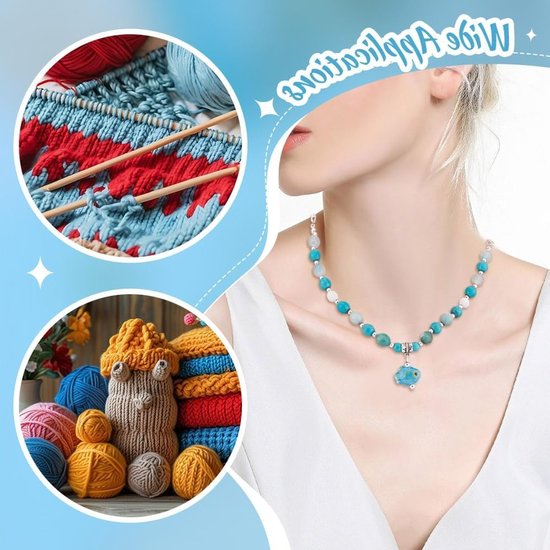 5 Stuks Porseleinen Steekmarkeerders in Blauw, Lockable Haak- en Breiaccessoires voor Quilten en Sieradenmaken van Merkloos — afbeelding 4