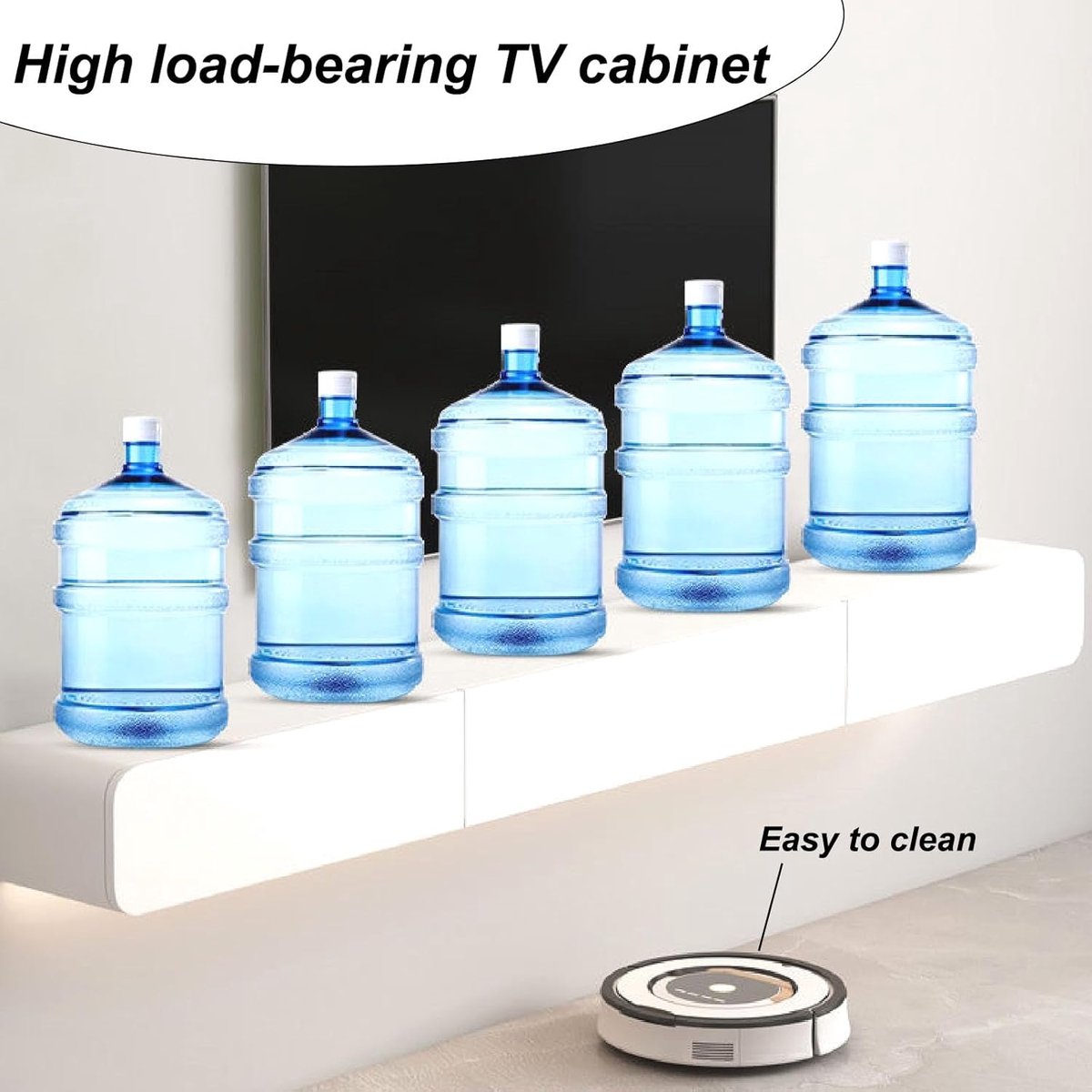 Noir Prestige Zwevend TV-Meubel – Massief Hout met Gouden Accenten & 2 Lades – 160x26x20 cm – Luxe Wandmontage Media Console