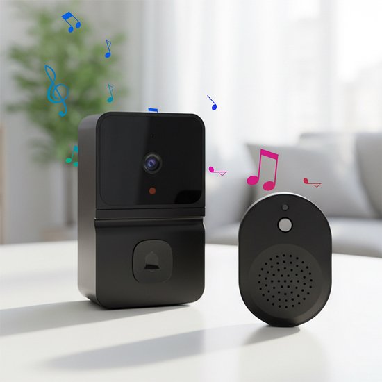 Slimme Video Deurbel met Scherm - Videofoon - HD Nachtzicht, Wifi Videodeurbel met Tweeweg Audio & Dongle van Merkloos — afbeelding 4