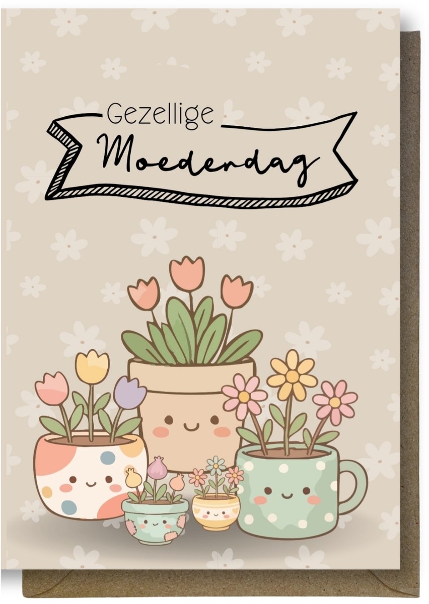 Luxe moederdag Wenskaart - moederdagkaart - Gezellige moederdag - 12x17cm - gevouwen kaart Inclusief gekleurde envelop