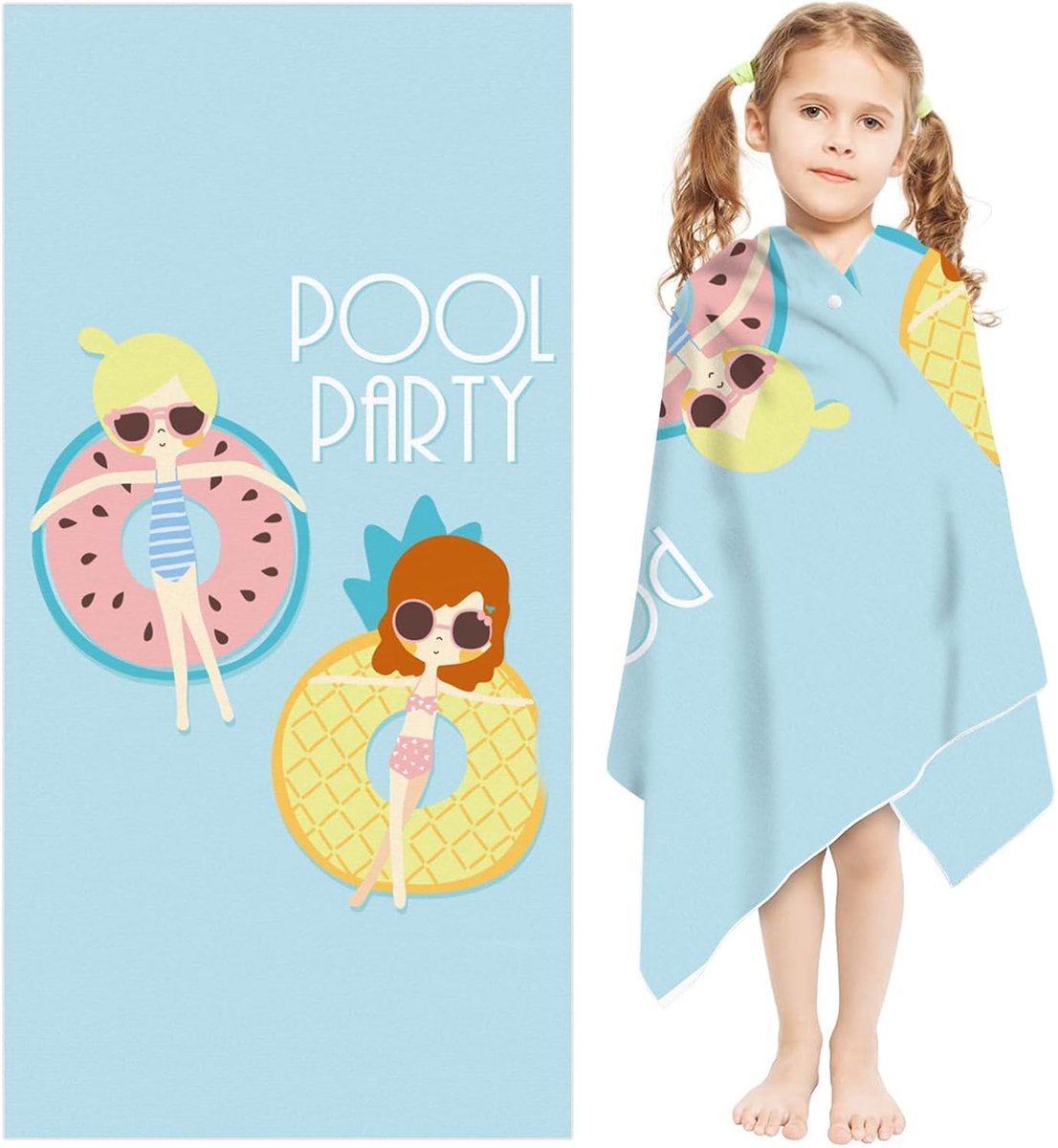 Microfiber strandlaken kinderen - 130 x 80 cm - ultralicht - sneldrogend - badlaken zwembadfeest - stranddeken met drukknoop - handdoek met draagtas